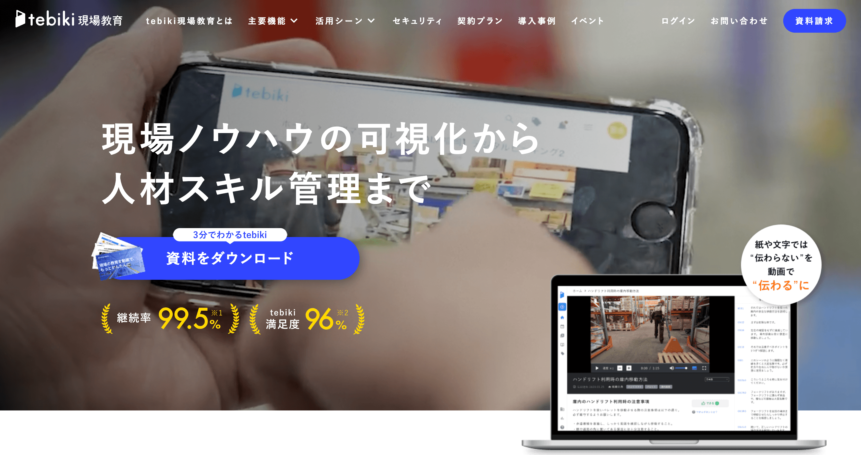 tebiki現場教育 画面イメージ